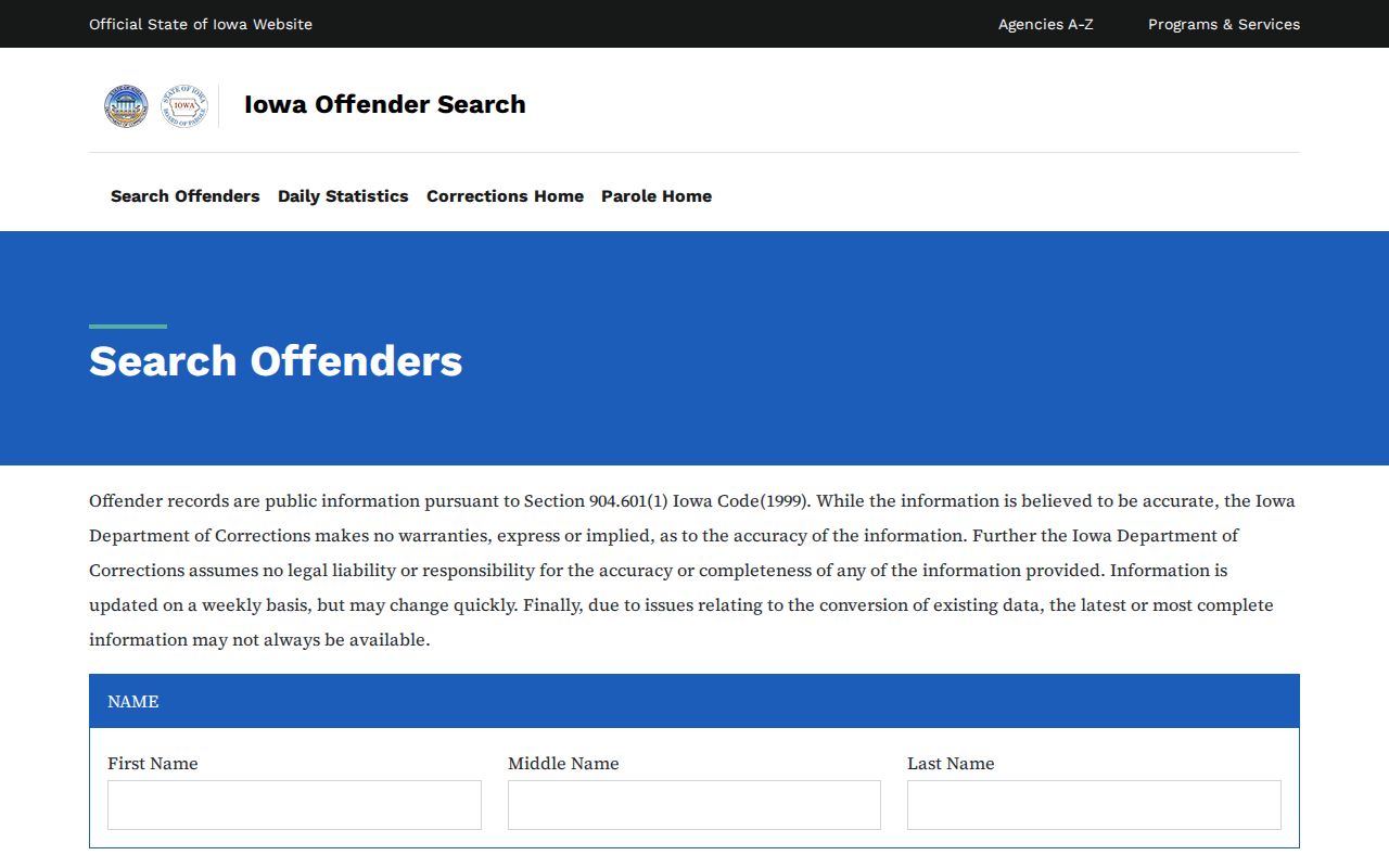 Iowa Department of Corrections Osceola County offender record search