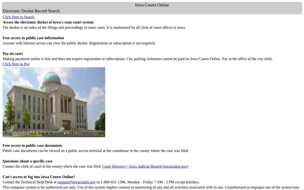 Iowa Courts Online Osceola County arrest case record search